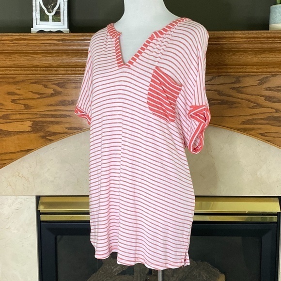 Liz Sport V-Neck Short Sleeve Striped Top Sz. XL - Picture 5 of 10